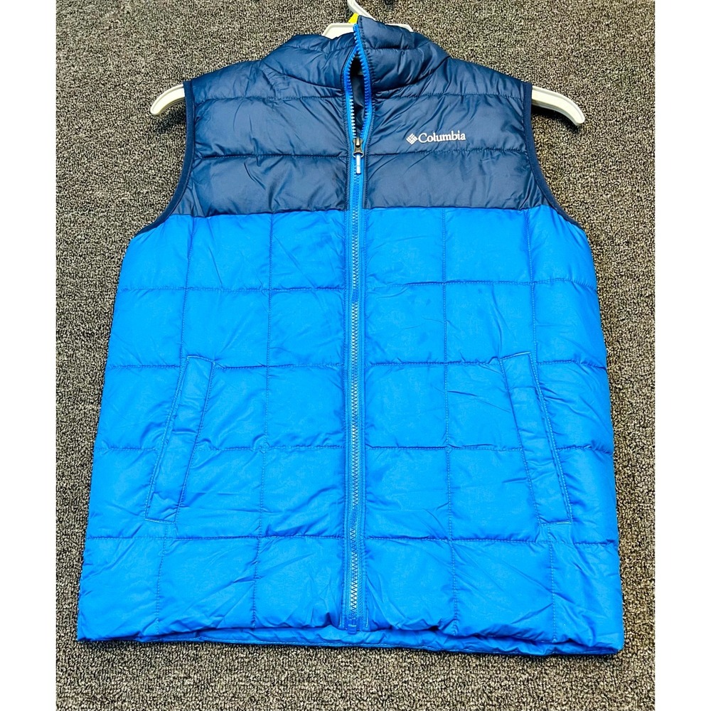 Columbia Puffer Vest Boys L(14-16) Blue Full Zip Mock Neck Thermal Insulation